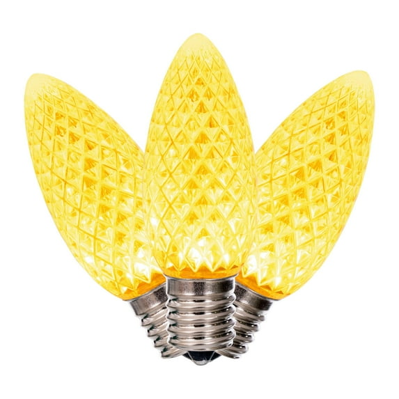 Vickerman C9 LED Yellow Faceted Replacement Bulb, bag of 25
