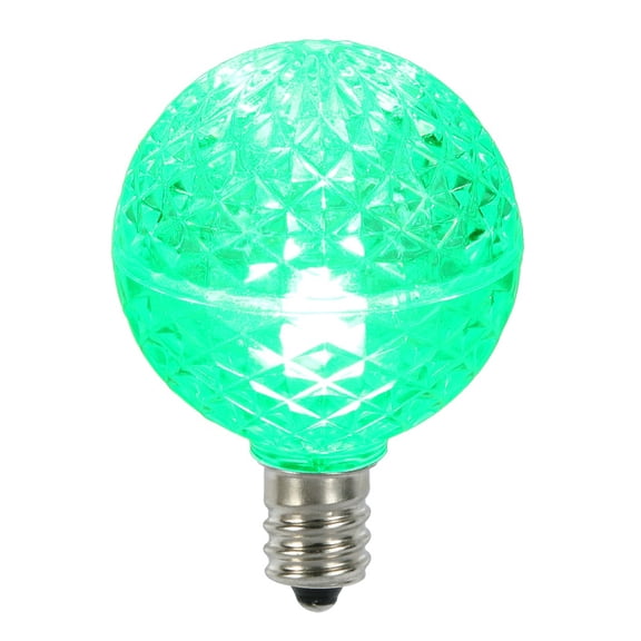 Club Pack of 25 LED G40 Green Faceted Replacement Christmas Light Bulbs