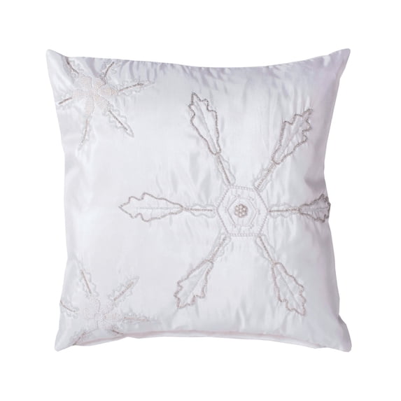 Vickerman Decorative 18" x 18" Beaded Snowflakes Pillow