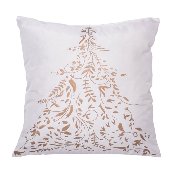 Vickerman Decorative 18" x 18" Gold Stamped Tree Pillow