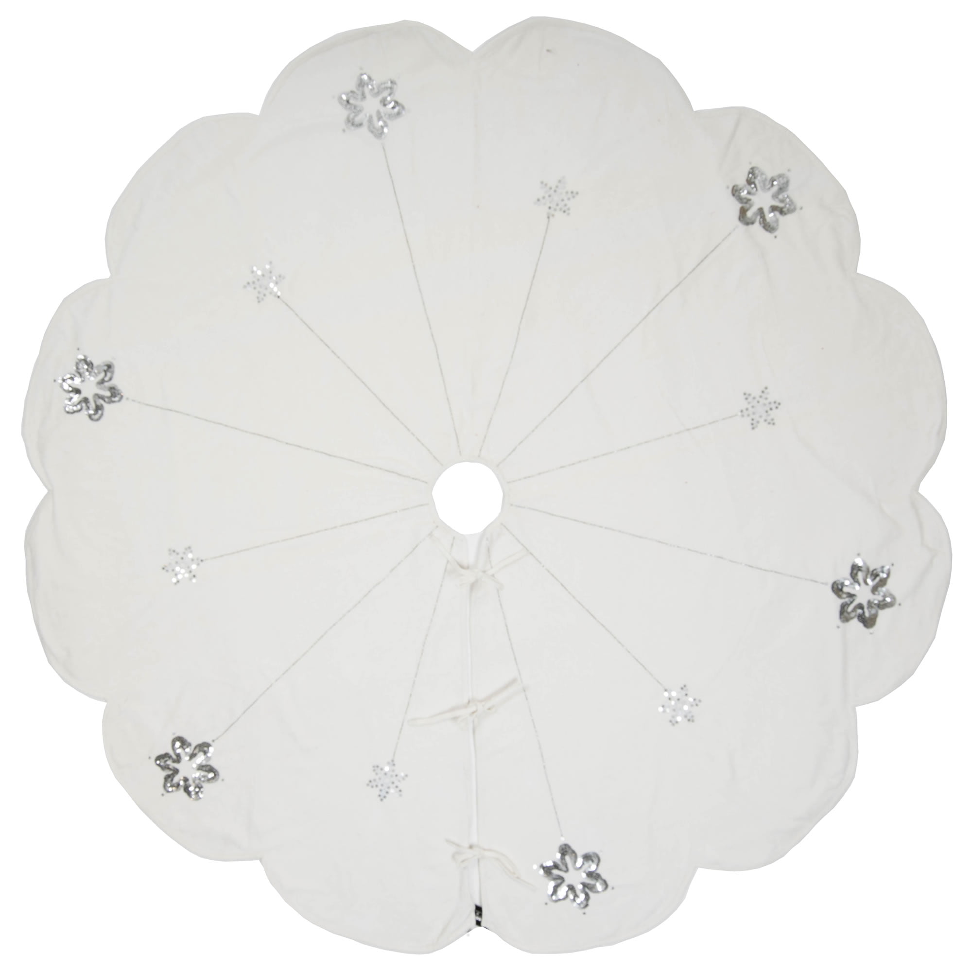 Elegant 60" White Velvet Christmas Tree Skirt with Silver Sequins