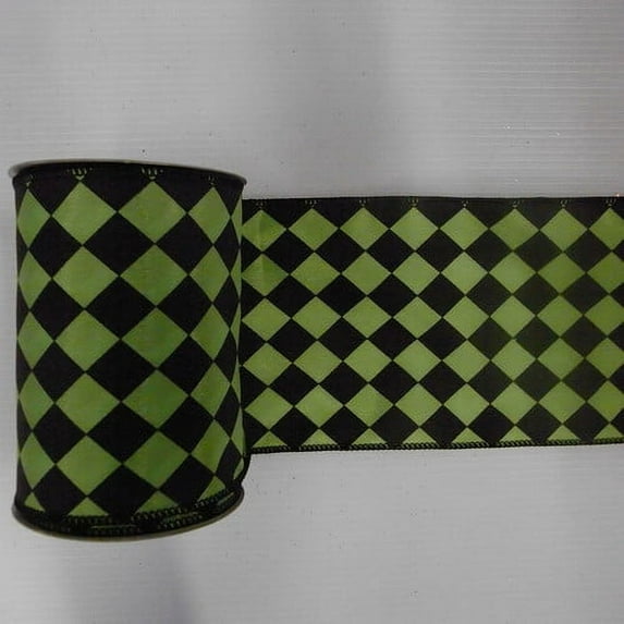 Vickerman 2.5" Black-Sky Blue Diamond Christmas Ribbon