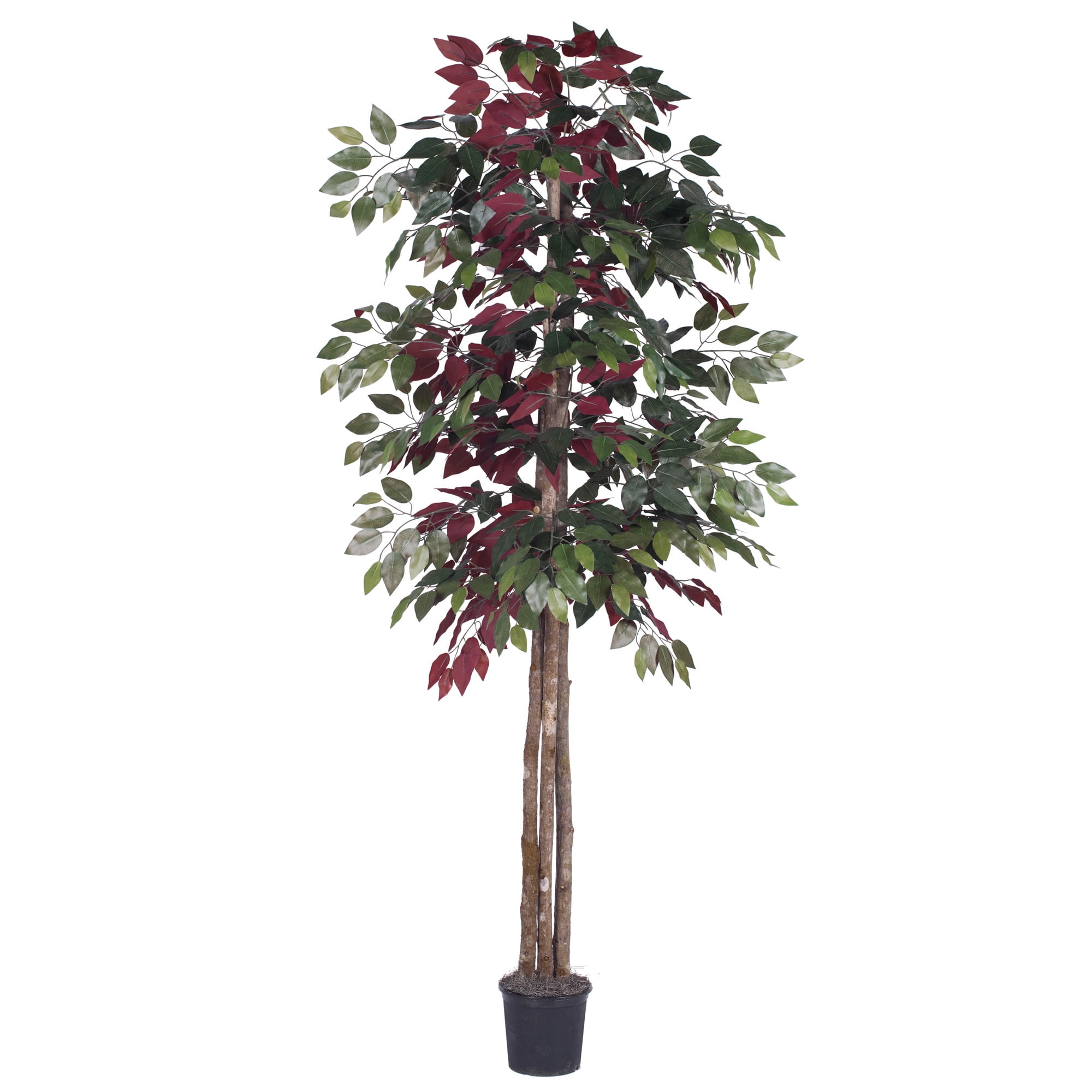 6' Green and Red Silk Topiary Tree with Black Plastic Pot