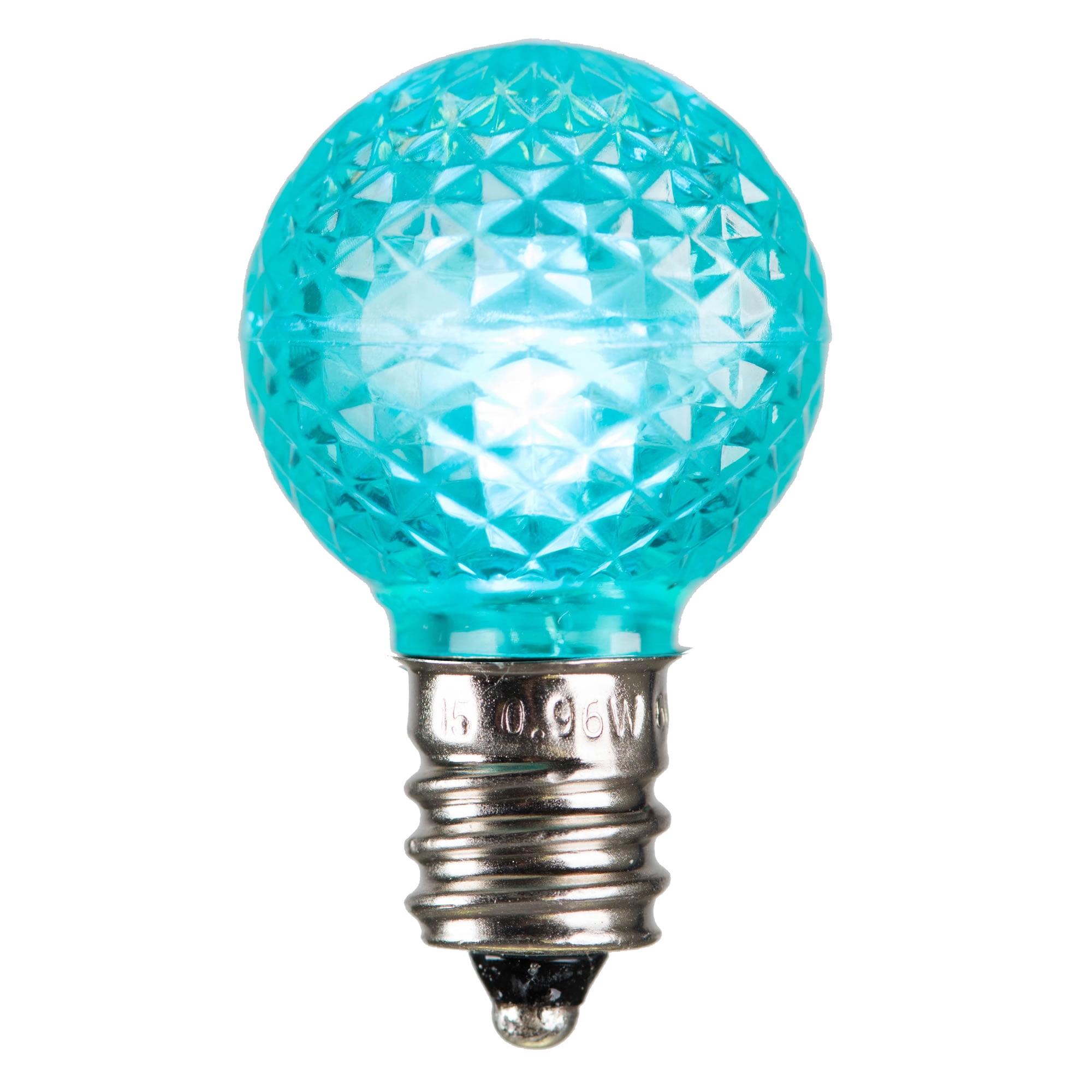 Vickerman G30 LED Teal Faceted Bulb E12 Nickel Base, 120V, .6 Watts, Dimmable, 25 Bulbs per Pack