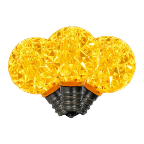 Vickerman G30 LED Yellow Bulb E12 Nickel Base, 120V, .6 Watts, package of 25