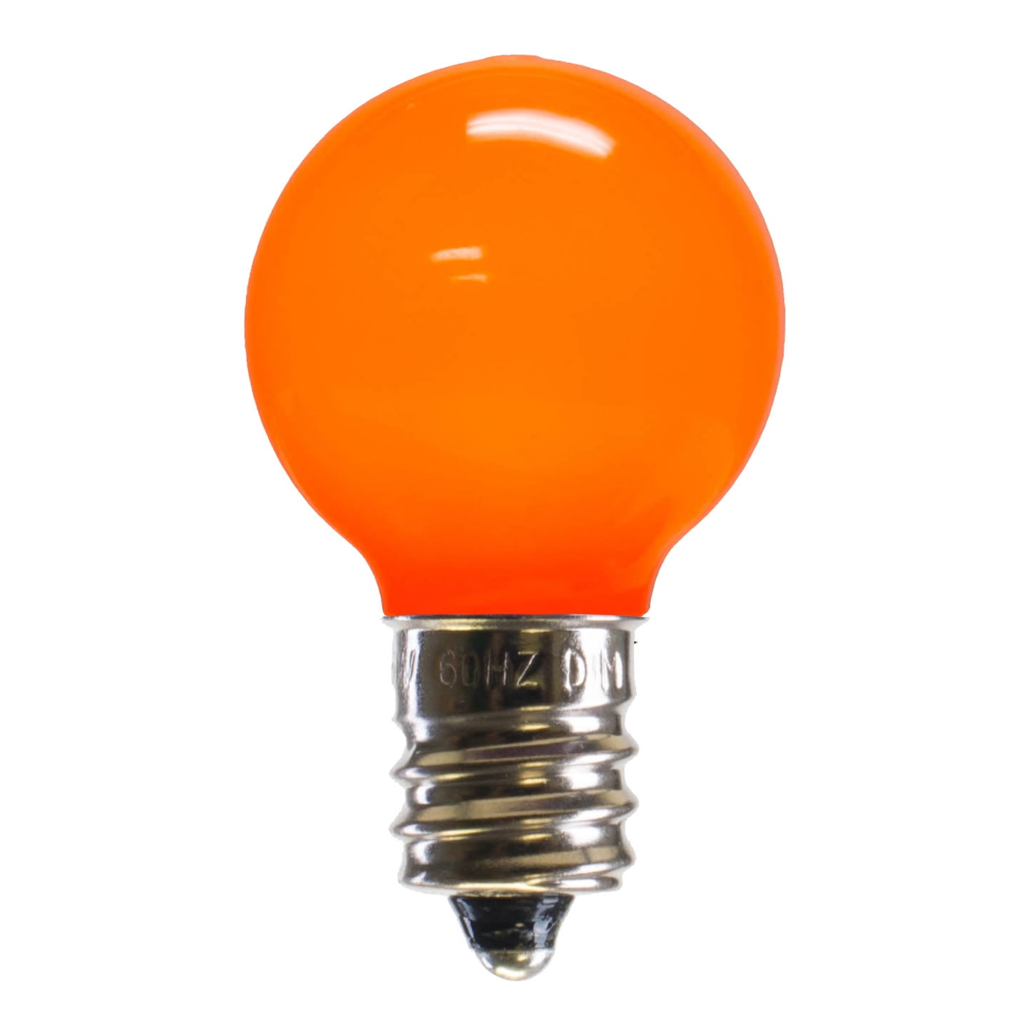 Vickerman G30 Orange Ceramic LED Nickel Base Bulb E12, 120V, .6 Watts,  Dimmable, 25 Bulbs per Pack