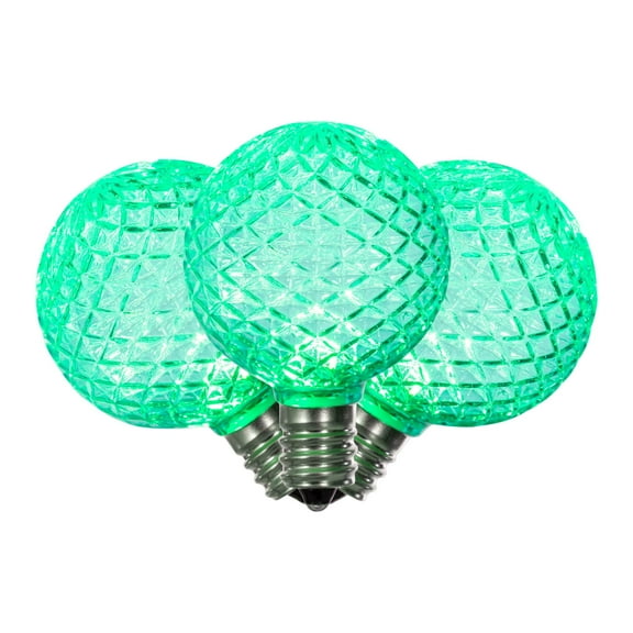Vickerman G40 LED Green Bulb E12 Nickel Base, 120V, .6 Watts, package of 25
