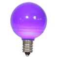 thumbnail image 1 of Vickerman G40 Purple Ceramic LED Nickel Base Bulb E12, 120V,  .6 Watts,  Dimmable, 25 Bulbs per Pack, 1 of 2
