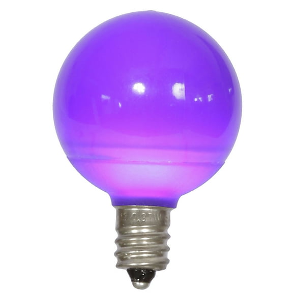 Vickerman G40 Purple Ceramic LED Nickel Base Bulb E12, 120V, .6 Watts, Dimmable, 25 Bulbs per Pack