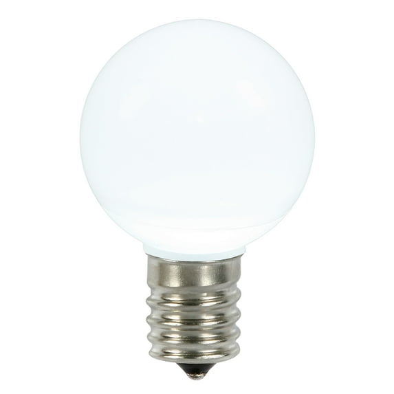 Vickerman G50 Cool White Ceramic LED Nickel Base Bulb E17 .8 Watts, 25 Bulbs per Pack.