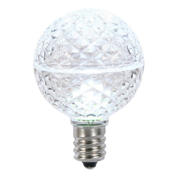 Vickerman G50 LED Cool White Faceted Replacement Bulb, E17/C9 Nickel Base, 10 Bulbs per Pack.