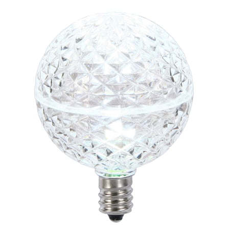Vickerman G50 LED Cool White Replacement Bulb, E12/C7 Nickel Base .38W, 10 Bulbs per Pack