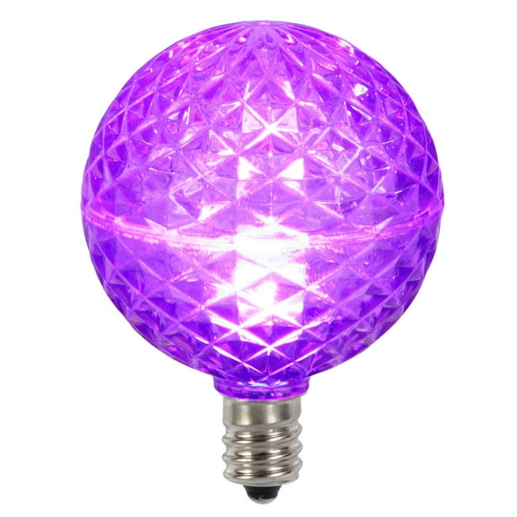 Vickerman G50 LED Purple Replacement Bulb, E12/C7 Nickel Base .38W, 10 Bulbs per Pack