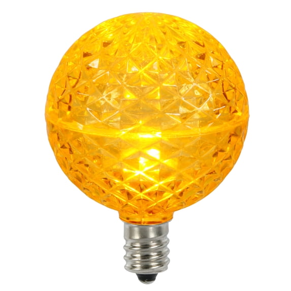 Vickerman G50 LED Yellow Replacement Bulb, E12/C7 Nickel Base .38W, 10 Bulbs per Pack