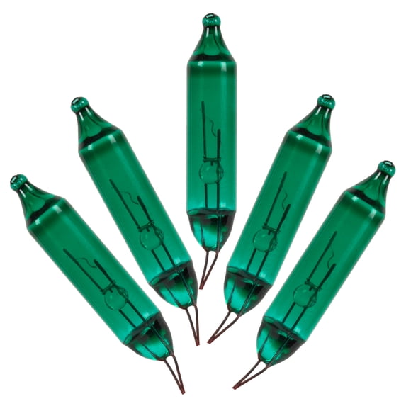 Vickerman Green Glass Incandescent Mini Bulb with Pinched Base, 2.5 Volt 200mA, 500/Bag