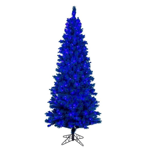 Vickerman K223146LED 4.5 ft. x 24 in. Flocked Fir Artificial Christmas Tree with LED Lights, Turquoise