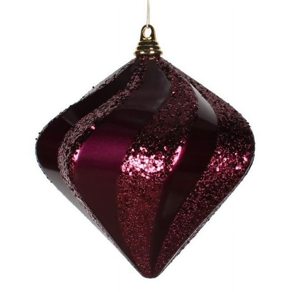 Vickerman M133456 Eggplant Candy Glitter Swirl Diamond Ornament, 10 in.