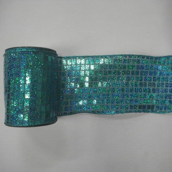 Vickerman 6" Cobalt Mesh Metallic Check Christmas and Craft Ribbon. 6" x 10 Yards in Length Wire Edged to allow Bending and Shaping.