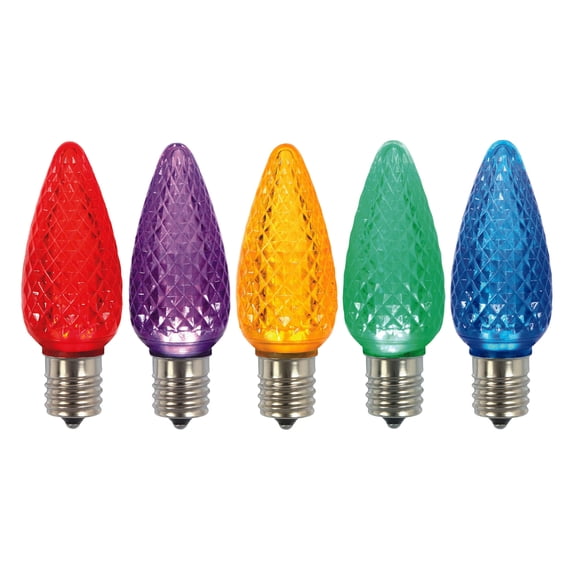 Vickerman Multi-Colored Faceted C9 LED Replacement Bulb, 5 per Bag