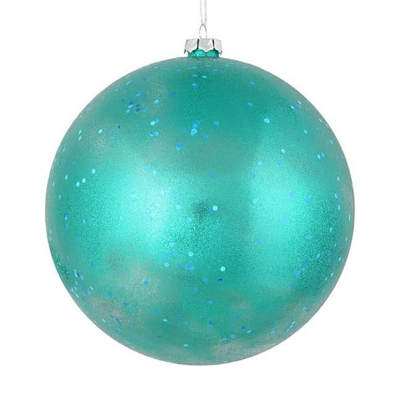 Vickerman N184042 3 in. Teal Glitter Clear Ball Ornament 12 per Bag