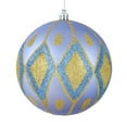 thumbnail image 1 of Vickerman 4" Lilac Matte Ball with Glitter Diamond Pattern. Add variety and sparkle to your holiday arrangement with this matte ornament that features a glitter pattern. Includes 4 pieces per bag. Mad, 1 of 1