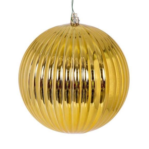 Vickerman N222408DSV 6 in. Shiny Lined Ball Ornament - Gold - Pack of 4
