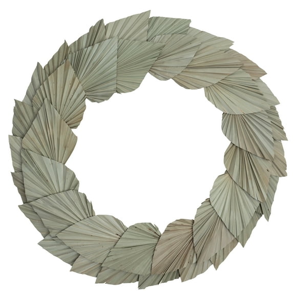 Vickerman Natural Botanicals 24" Natural Palm Spear Wreath. This wreath measures 24 inches in diameter. It features natural palm spear leaves on a coco fiber base. This is a dried and preserved natura