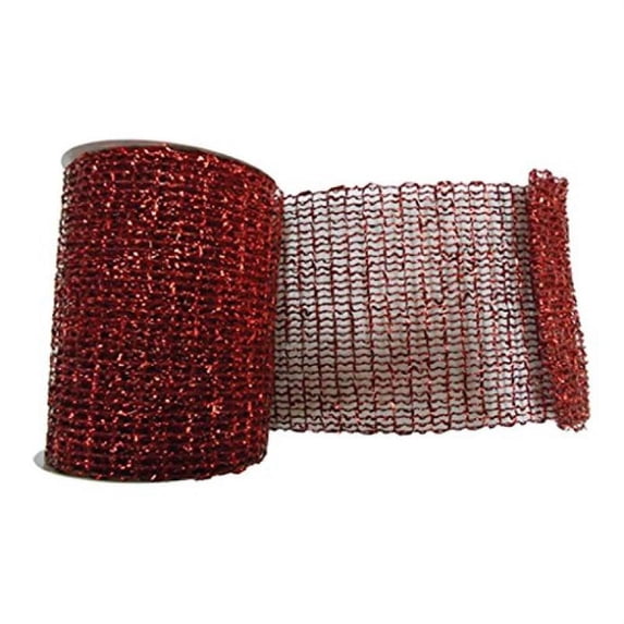 Vickerman Q154772 6" x 10yd Red Metallic Wired Mesh