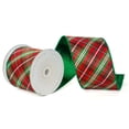 thumbnail image 1 of Vickerman QK240940 4 in. x 10 Yards Red Burgundy Emerald Diagonal Wired Ribbon, 1 of 1