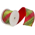 thumbnail image 1 of Vickerman QK240945 2.5 in. x 10 Yards Red Green Diagonal Plaid Wired Ribbon, 1 of 1