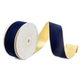 thumbnail image 1 of Vickerman QK241710 2.5 in. x 10 Yards Navy Blue Velvet Gold Trim Wired Ribbon, 1 of 1