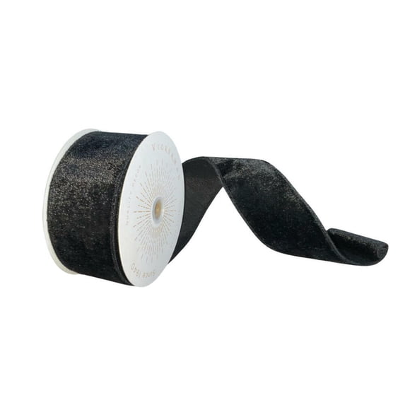 Vickerman QTX17794 2.5 in. x 10 yards Plush Velvet Christmas Ribbon, Black