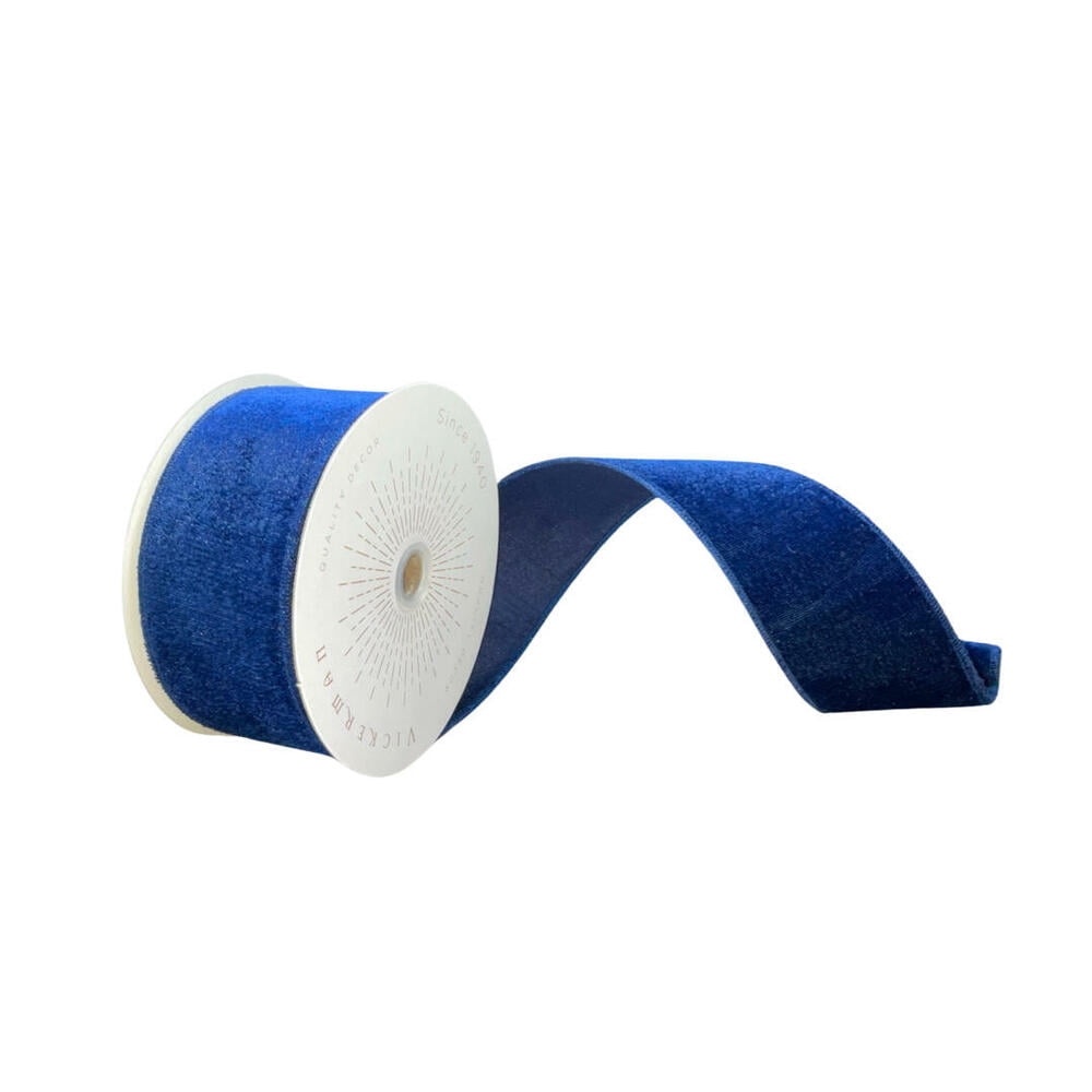 Vickerman QTX17814 2.5 in. x 10 yards Plush Velvet Christmas Ribbon, Midnight Blue