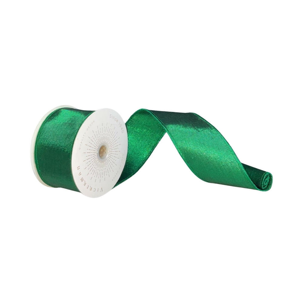 Vickerman QTX24024 2.5 in. x 10 yards Metallic Christmas Ribbon, Green