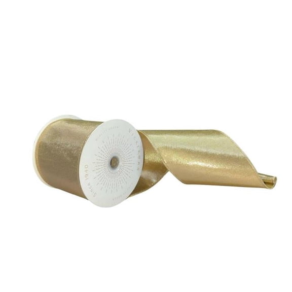 Vickerman QTX24045 4 in. x 10 yards Metallic Christmas Ribbon, Gold