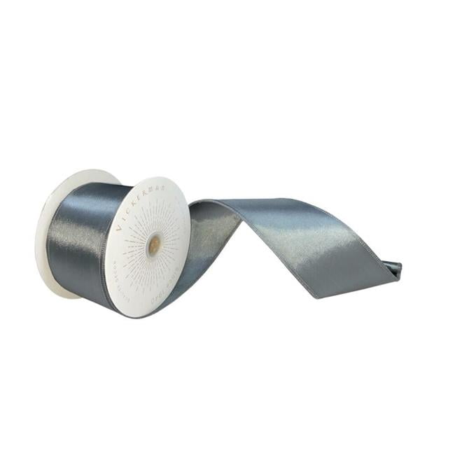 Vickerman QTX240987 2.5 in. x 10 Yards Pewter Satin Ribbon