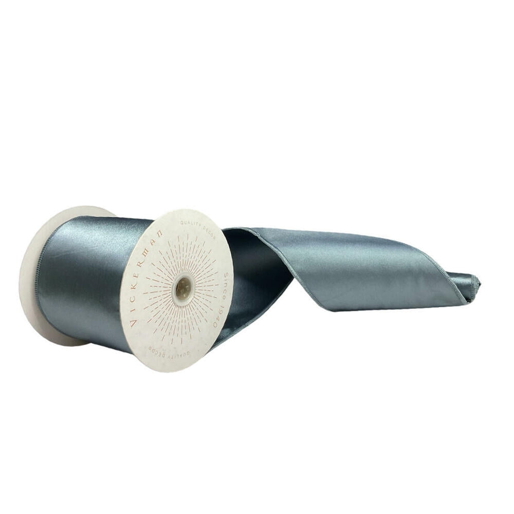 Vickerman QTX241184 4 in. x 10 Yards Gunmetal Satin Ribbon