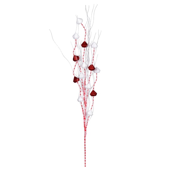 Vickerman Red/White Glitter Ball Curly Artificial Christmas Spray. Includes 6 sprays per pack.