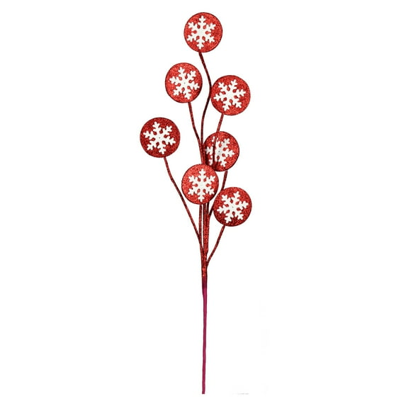 Vickerman Red/White Snowflake Artificial Christmas Spray. Includes 6 sprays per pack.