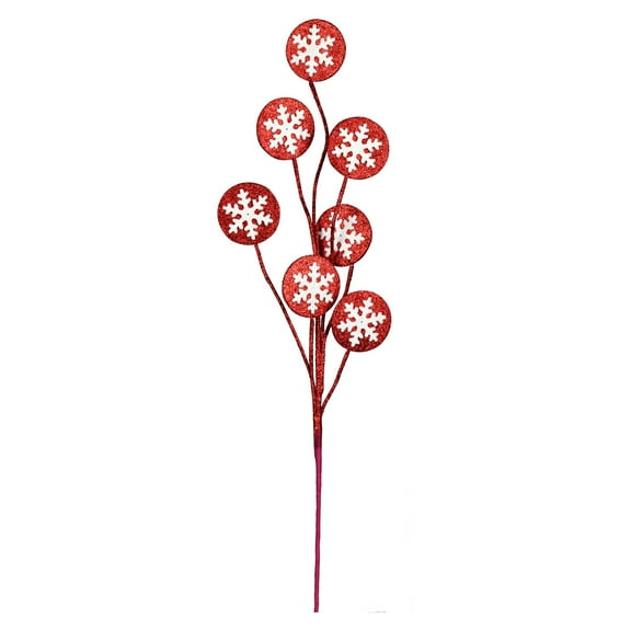 Vickerman Red/White Snowflake Artificial Christmas Spray. Includes 6 sprays per pack.