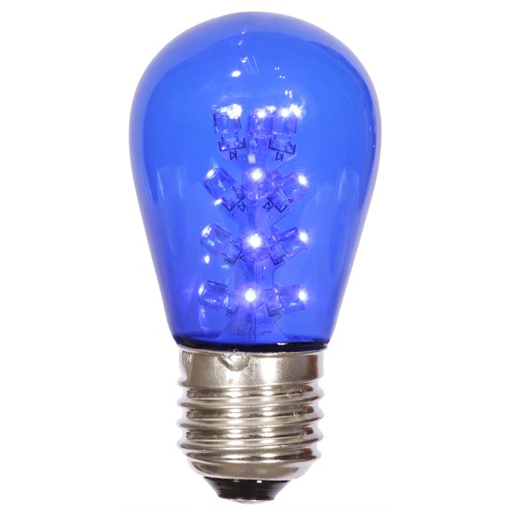 Vickerman S14 Blue LED Transparent E26 Medium Nickel Base Bulb, 5 per pack.