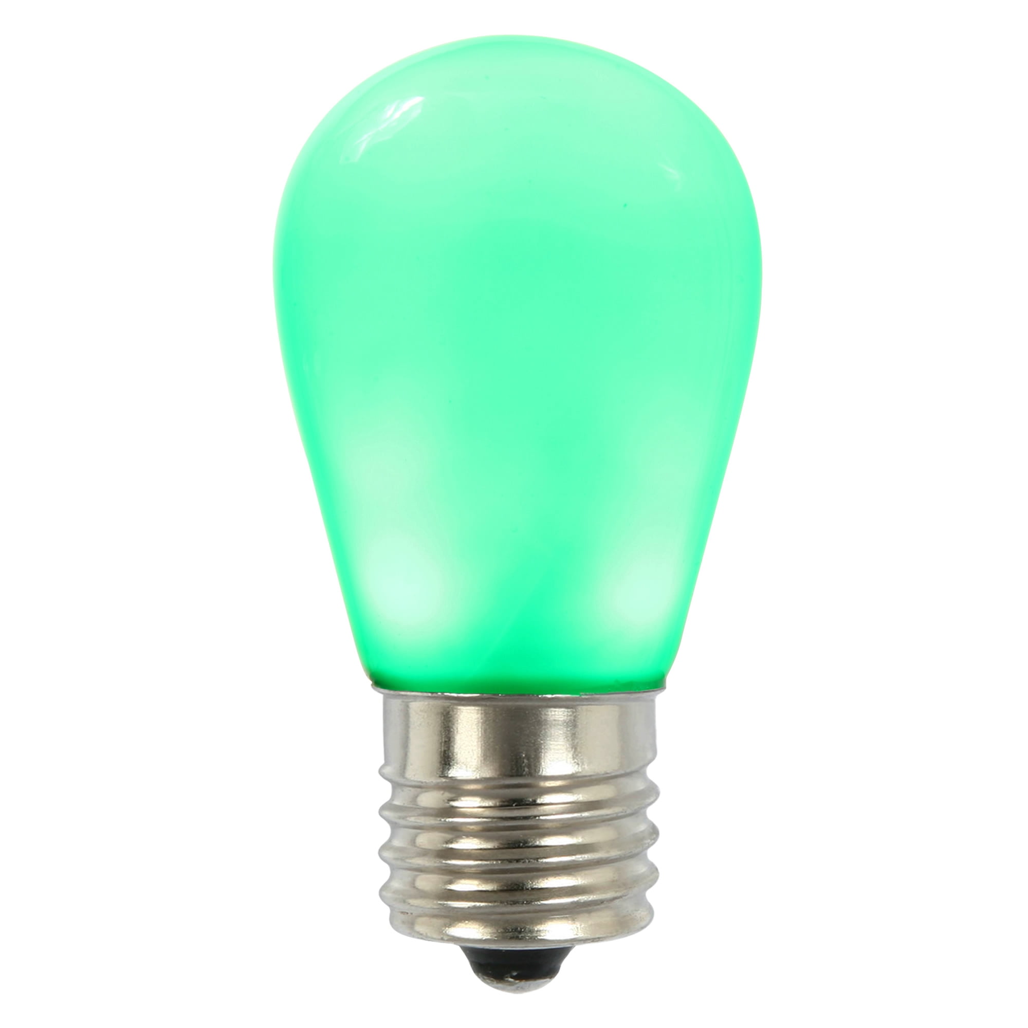 Vickerman S14 LED Green Ceramic Bulb 1.3 Watts, 130V, E26 Medium Nickel Base, 5 per pack.
