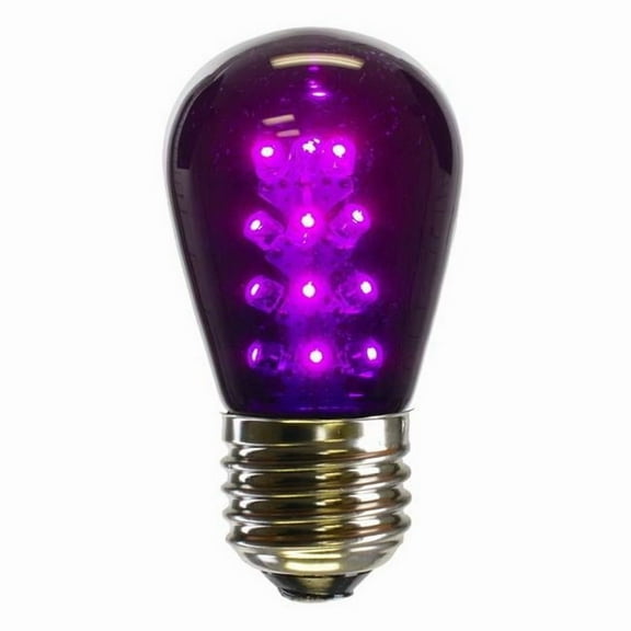 Vickerman S14 LED Purple Transparent Plastic Bulb E26 Medium Nickel Base, 5 per pack.