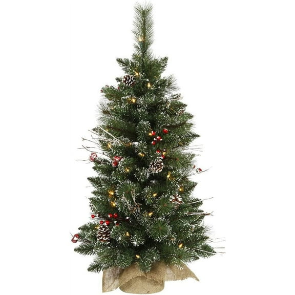 Vickerman Snow Tip Pine / Berry Full Flocked White Pre-lit Christmas Tree
