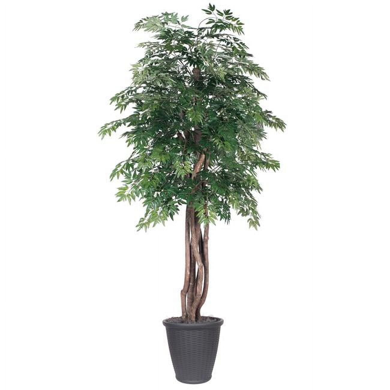 6 ft. Green Silk and Plastic Artificial Tree in Grey Pot