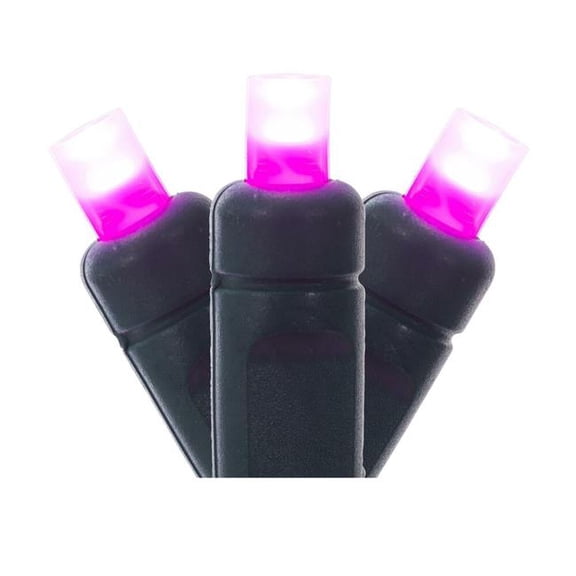 Vickerman X6G6510F 50 Light Frosted Wide Angle Single Mold End-Connecting LED Light Set with 22 Gauge Green Wire - Pink