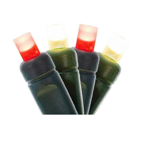 Vickerman X6G6531F 50 Light Frosted Wide Angle Single Mold End-Connecting LED Light Set with 22 Gauge Green Wire - Red & Warm White