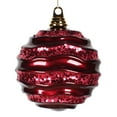 thumbnail image 1 of Vickerman6" Burgundy Stripe Candy Finish Wave Ball Christmas Ornament with Glitter Accents, 1 of 2