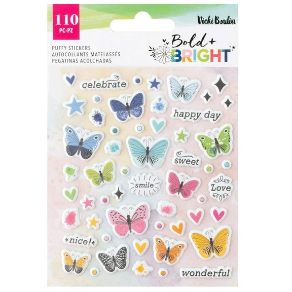 Vicki Boutin Bold And Bright Mini Puffy Stickers-110 Pieces
