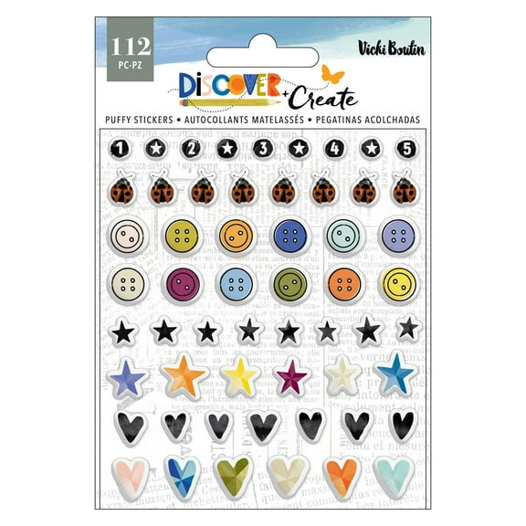 Vicki Boutin Discover + Create Mini Puffy Stickers-112/Pkg